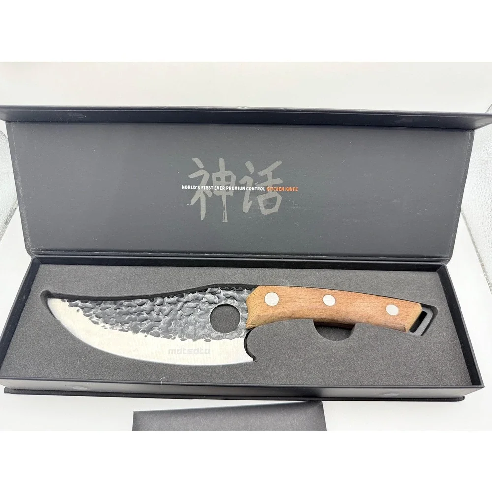Matsato Premium Control Kitchen Knife Hand Forged Hammered Blade Wood Handle